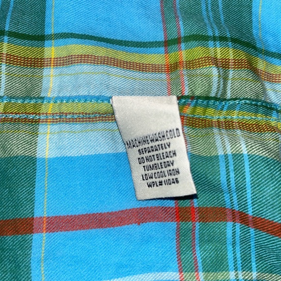 Vintage 1946 Mens Button Down Shirt SXL lt blue Blue Plaid Washed Stoned Beaten - Picture 8 of 8